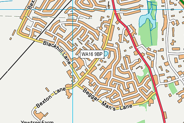 WA16 9BP map - OS VectorMap District (Ordnance Survey) WA16 9BP map - OS VectorMap District (Ordnance Survey)