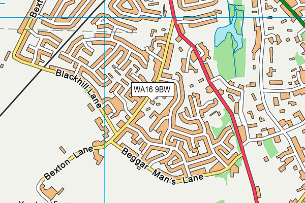 WA16 9BW map - OS VectorMap District (Ordnance Survey) WA16 9BW map - OS VectorMap District (Ordnance Survey)