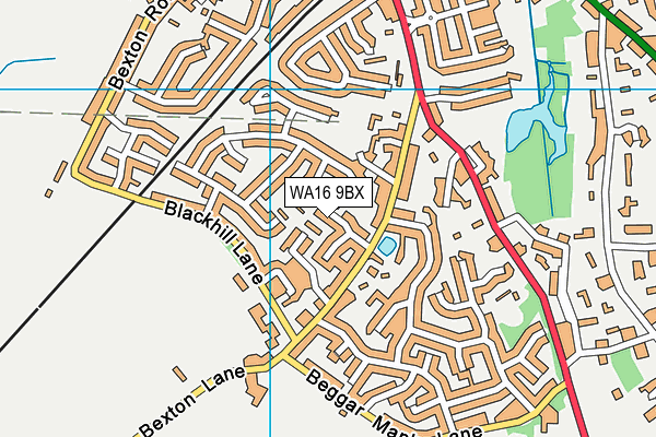 WA16 9BX map - OS VectorMap District (Ordnance Survey) WA16 9BX map - OS VectorMap District (Ordnance Survey)