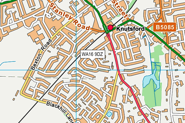 WA16 9DZ map - OS VectorMap District (Ordnance Survey) WA16 9DZ map - OS VectorMap District (Ordnance Survey)