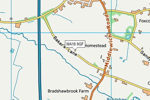 WA16 9GF map - OS VectorMap District (Ordnance Survey)