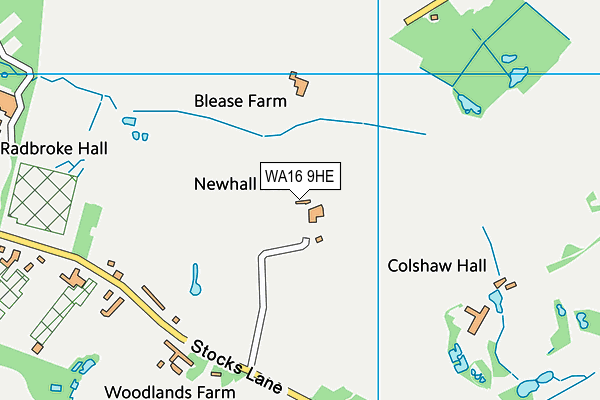 WA16 9HE map - OS VectorMap District (Ordnance Survey) WA16 9HE map - OS VectorMap District (Ordnance Survey)