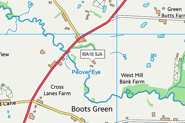 WA16 9JA map - OS VectorMap District (Ordnance Survey) WA16 9JA map - OS VectorMap District (Ordnance Survey)