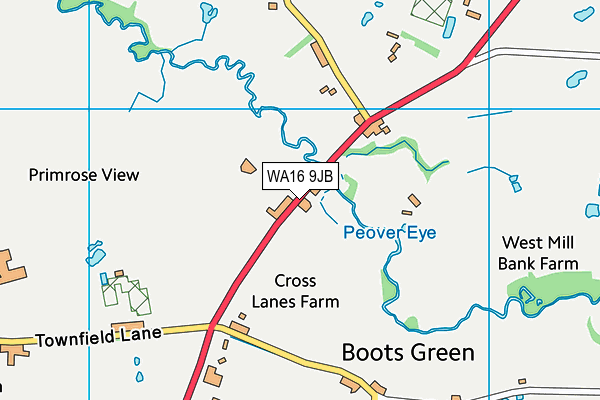 WA16 9JB map - OS VectorMap District (Ordnance Survey) WA16 9JB map - OS VectorMap District (Ordnance Survey)