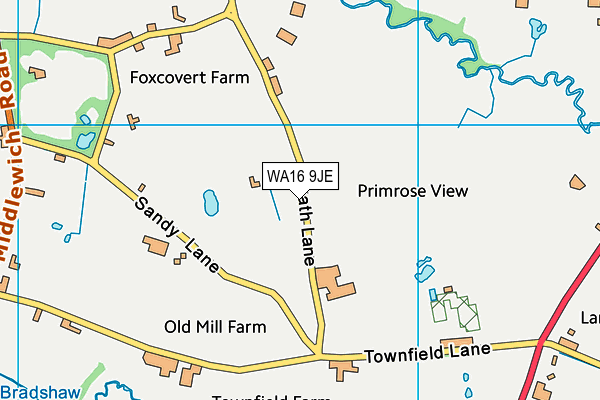WA16 9JE map - OS VectorMap District (Ordnance Survey) WA16 9JE map - OS VectorMap District (Ordnance Survey)