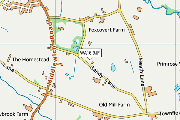 WA16 9JF map - OS VectorMap District (Ordnance Survey) WA16 9JF map - OS VectorMap District (Ordnance Survey)