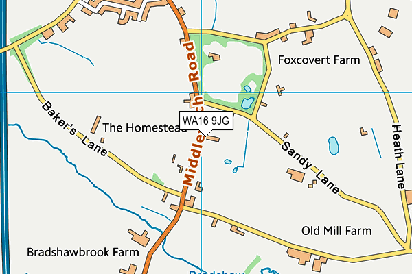 WA16 9JG map - OS VectorMap District (Ordnance Survey) WA16 9JG map - OS VectorMap District (Ordnance Survey)