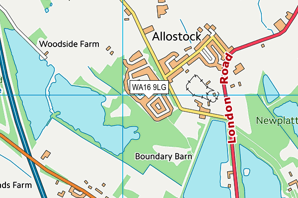 WA16 9LG map - OS VectorMap District (Ordnance Survey) WA16 9LG map - OS VectorMap District (Ordnance Survey)
