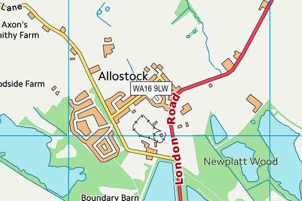 WA16 9LW map - OS VectorMap District (Ordnance Survey) WA16 9LW map - OS VectorMap District (Ordnance Survey)