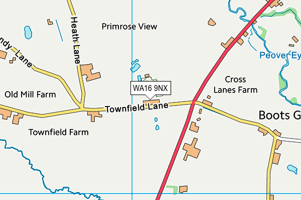 WA16 9NX map - OS VectorMap District (Ordnance Survey) WA16 9NX map - OS VectorMap District (Ordnance Survey)