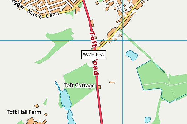 WA16 9PA map - OS VectorMap District (Ordnance Survey) WA16 9PA map - OS VectorMap District (Ordnance Survey)