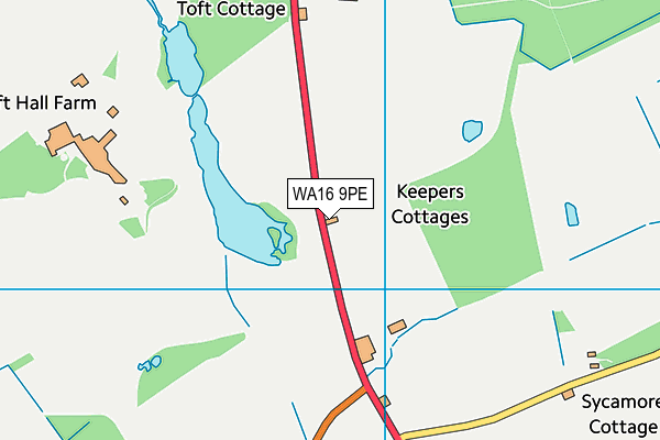WA16 9PE map - OS VectorMap District (Ordnance Survey) WA16 9PE map - OS VectorMap District (Ordnance Survey)