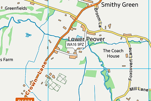 WA16 9PZ map - OS VectorMap District (Ordnance Survey) WA16 9PZ map - OS VectorMap District (Ordnance Survey)