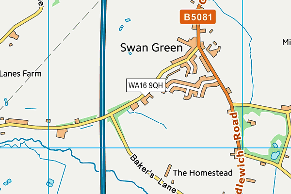 WA16 9QH map - OS VectorMap District (Ordnance Survey) WA16 9QH map - OS VectorMap District (Ordnance Survey)