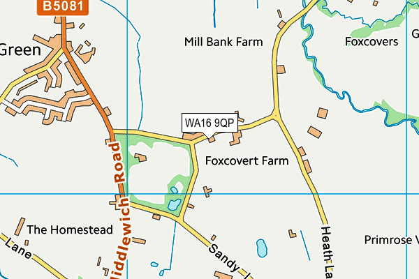 WA16 9QP map - OS VectorMap District (Ordnance Survey) WA16 9QP map - OS VectorMap District (Ordnance Survey)