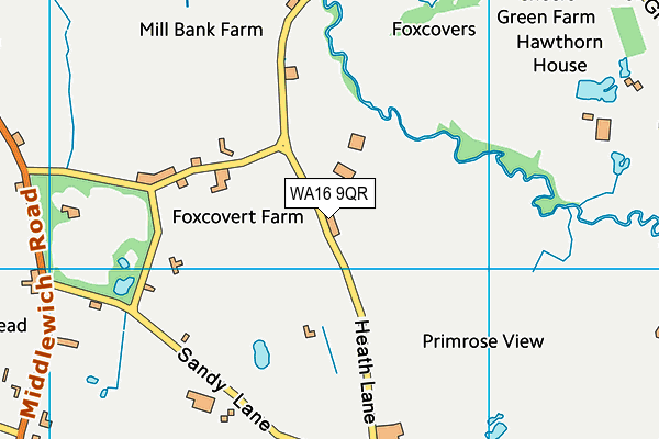 WA16 9QR map - OS VectorMap District (Ordnance Survey) WA16 9QR map - OS VectorMap District (Ordnance Survey)