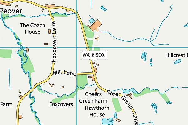 WA16 9QX map - OS VectorMap District (Ordnance Survey) WA16 9QX map - OS VectorMap District (Ordnance Survey)