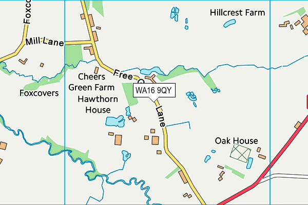 WA16 9QY map - OS VectorMap District (Ordnance Survey)