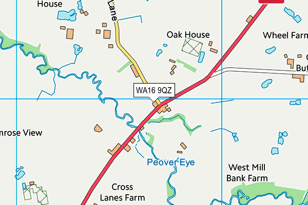 WA16 9QZ map - OS VectorMap District (Ordnance Survey) WA16 9QZ map - OS VectorMap District (Ordnance Survey)