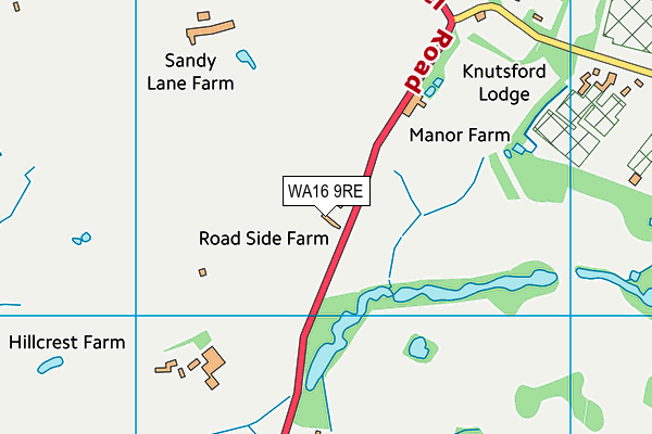 WA16 9RE map - OS VectorMap District (Ordnance Survey)