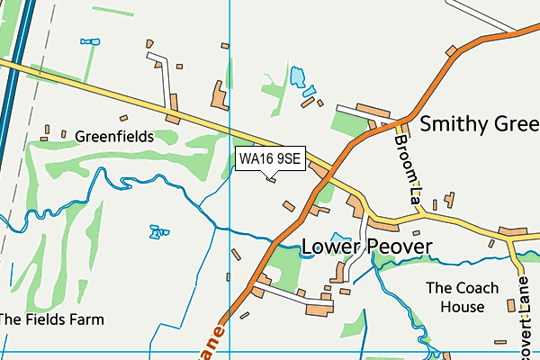WA16 9SE map - OS VectorMap District (Ordnance Survey) WA16 9SE map - OS VectorMap District (Ordnance Survey)