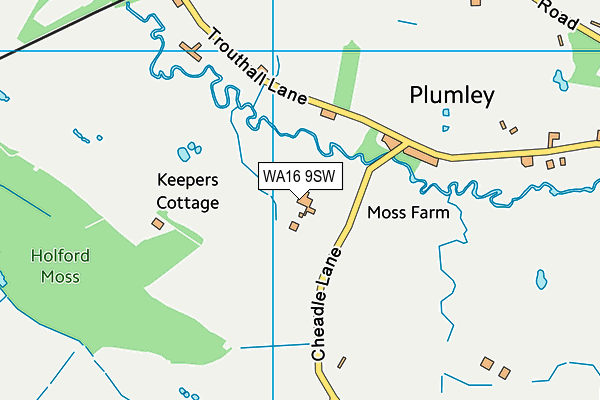 WA16 9SW map - OS VectorMap District (Ordnance Survey) WA16 9SW map - OS VectorMap District (Ordnance Survey)