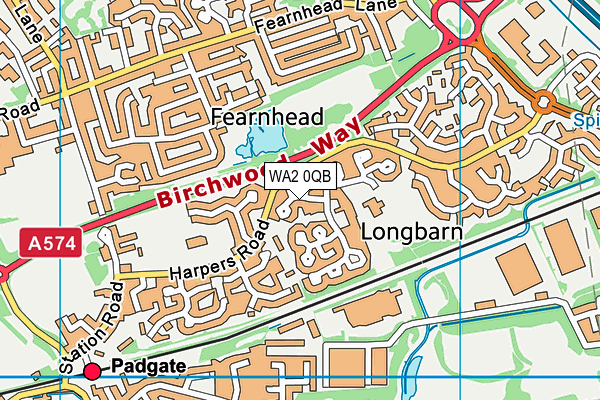 WA2 0QB map - OS VectorMap District (Ordnance Survey)