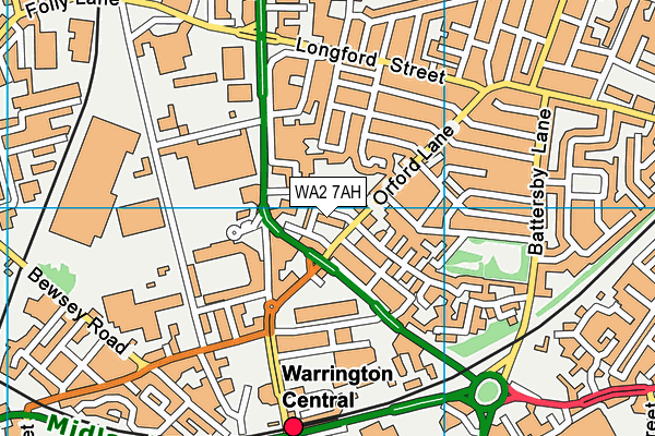 WA2 7AH map - OS VectorMap District (Ordnance Survey) WA2 7AH map - OS VectorMap District (Ordnance Survey)