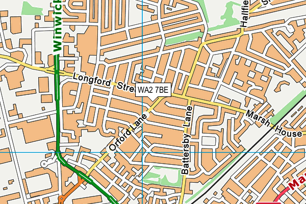WA2 7BE map - OS VectorMap District (Ordnance Survey) WA2 7BE map - OS VectorMap District (Ordnance Survey)