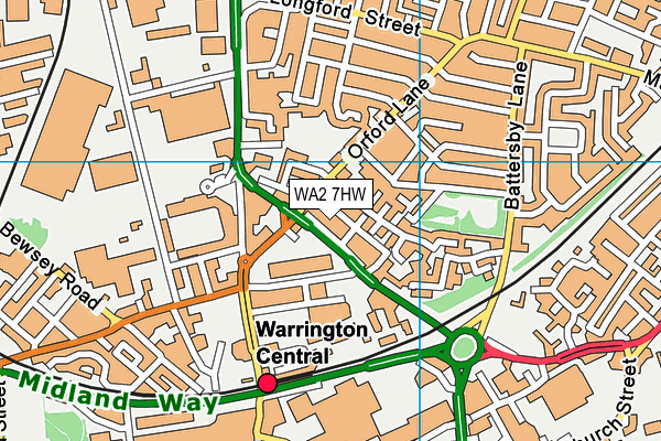WA2 7HW map - OS VectorMap District (Ordnance Survey) WA2 7HW map - OS VectorMap District (Ordnance Survey)