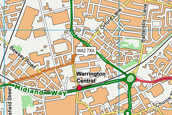 WA2 7XA map - OS VectorMap District (Ordnance Survey) WA2 7XA map - OS VectorMap District (Ordnance Survey)