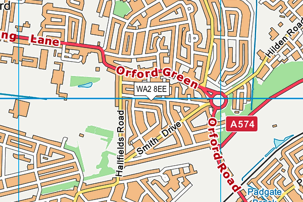 WA2 8EE map - OS VectorMap District (Ordnance Survey) WA2 8EE map - OS VectorMap District (Ordnance Survey)