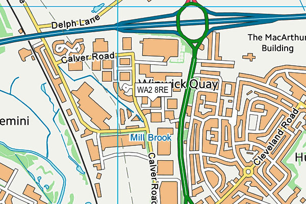 WA2 8RE map - OS VectorMap District (Ordnance Survey)