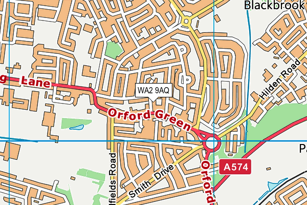WA2 9AQ map - OS VectorMap District (Ordnance Survey) WA2 9AQ map - OS VectorMap District (Ordnance Survey)