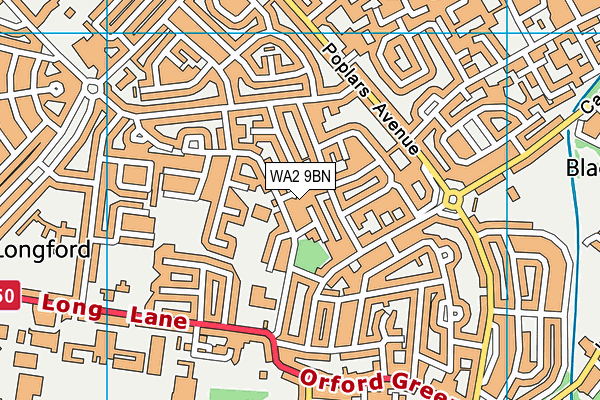 WA2 9BN map - OS VectorMap District (Ordnance Survey) WA2 9BN map - OS VectorMap District (Ordnance Survey)