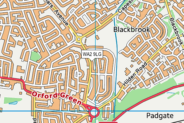 WA2 9LG map - OS VectorMap District (Ordnance Survey) WA2 9LG map - OS VectorMap District (Ordnance Survey)