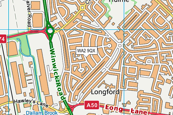 WA2 9QX map - OS VectorMap District (Ordnance Survey) WA2 9QX map - OS VectorMap District (Ordnance Survey)