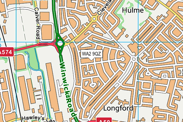 WA2 9QZ map - OS VectorMap District (Ordnance Survey) WA2 9QZ map - OS VectorMap District (Ordnance Survey)