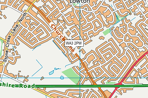 WA3 2PW map - OS VectorMap District (Ordnance Survey) WA3 2PW map - OS VectorMap District (Ordnance Survey)