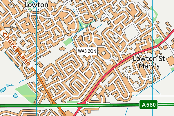 WA3 2QN map - OS VectorMap District (Ordnance Survey) WA3 2QN map - OS VectorMap District (Ordnance Survey)