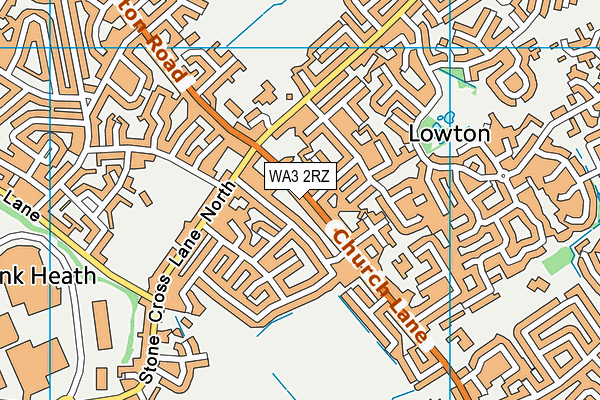WA3 2RZ map - OS VectorMap District (Ordnance Survey) WA3 2RZ map - OS VectorMap District (Ordnance Survey)