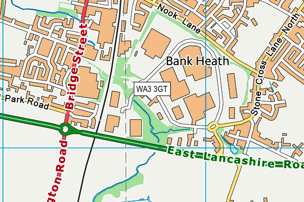 WA3 3GT map - OS VectorMap District (Ordnance Survey)