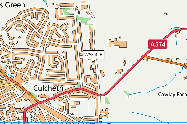 WA3 4JE map - OS VectorMap District (Ordnance Survey) WA3 4JE map - OS VectorMap District (Ordnance Survey)
