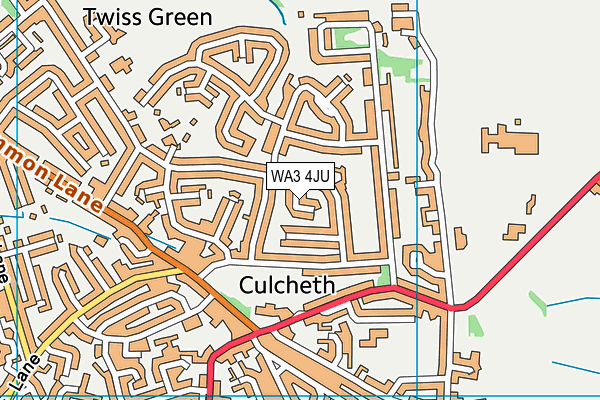 WA3 4JU map - OS VectorMap District (Ordnance Survey) WA3 4JU map - OS VectorMap District (Ordnance Survey)