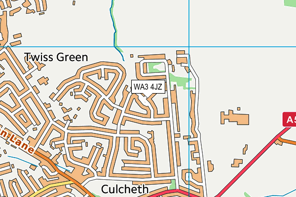 WA3 4JZ map - OS VectorMap District (Ordnance Survey) WA3 4JZ map - OS VectorMap District (Ordnance Survey)