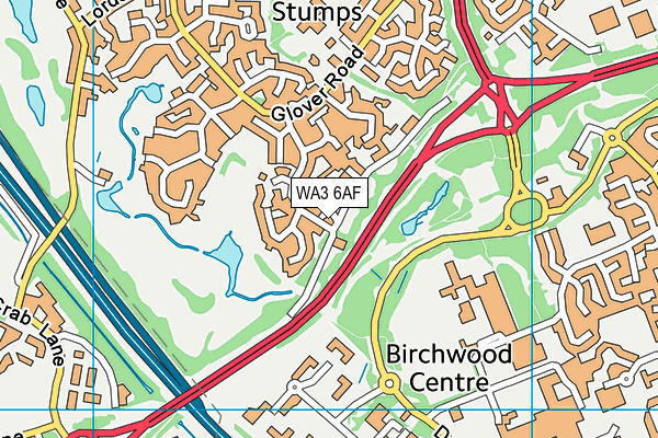 WA3 6AF map - OS VectorMap District (Ordnance Survey) WA3 6AF map - OS VectorMap District (Ordnance Survey)