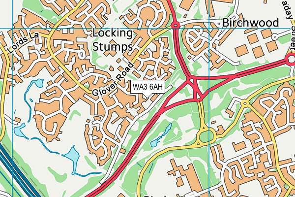 WA3 6AH map - OS VectorMap District (Ordnance Survey) WA3 6AH map - OS VectorMap District (Ordnance Survey)