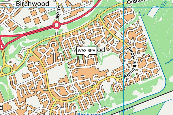 WA3 6PE map - OS VectorMap District (Ordnance Survey) WA3 6PE map - OS VectorMap District (Ordnance Survey)
