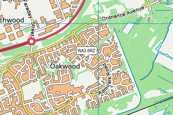 WA3 6RZ map - OS VectorMap District (Ordnance Survey) WA3 6RZ map - OS VectorMap District (Ordnance Survey)