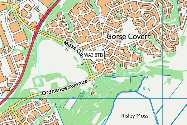 WA3 6TB map - OS VectorMap District (Ordnance Survey)